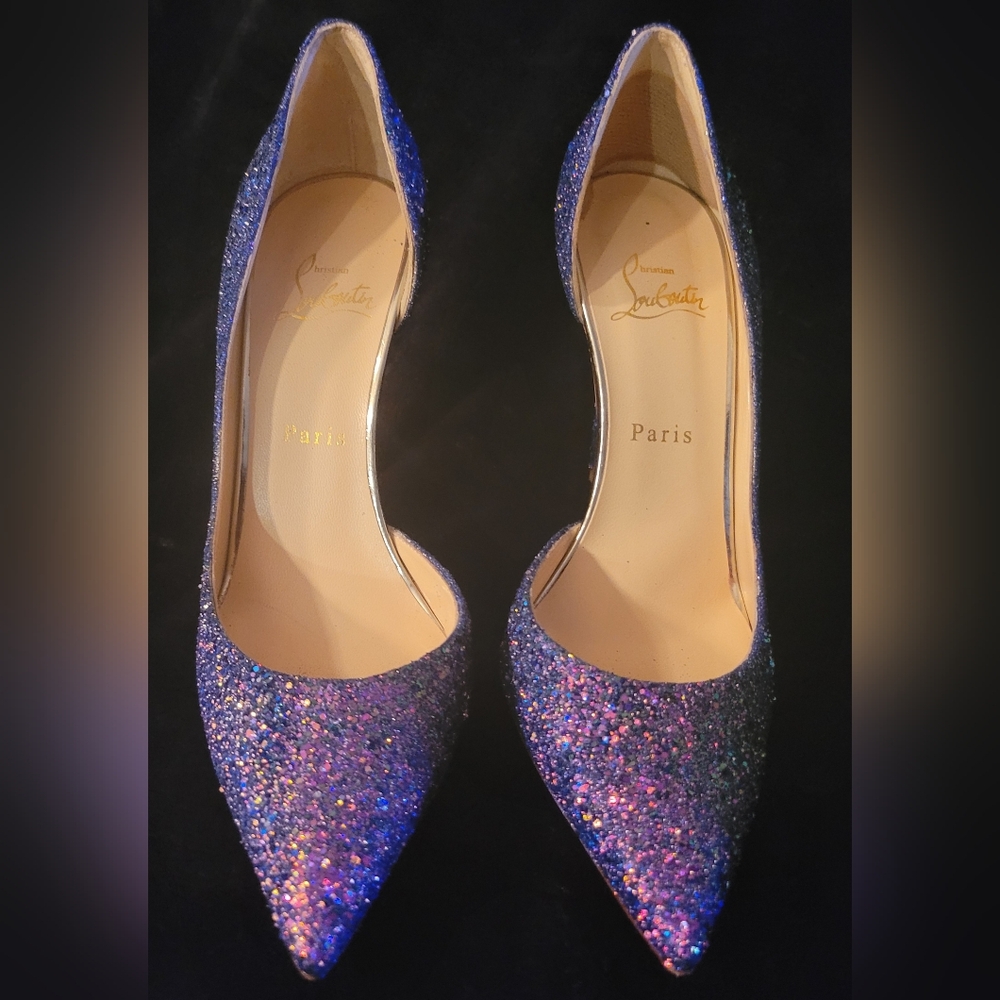 Sold on the real real $365 Christian Louboutin Glitter Iriza 39.5